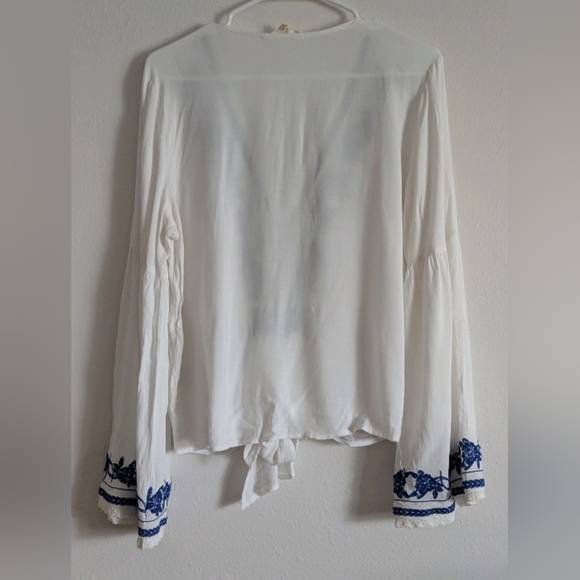 Lovestitch White and Blue Embroidered Blouse - Picture 9 of 10